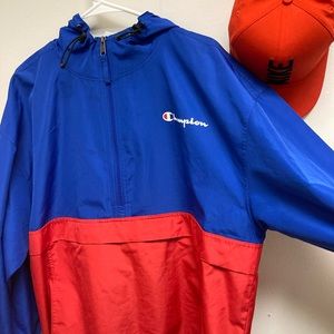 Retro color champion pull over windbreaker